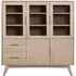 Marte Oak 3 Door Display Cabinet - White, Oak Veneer
