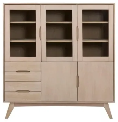 Marte Oak 3 Door Display Cabinet - White, Oak Veneer image