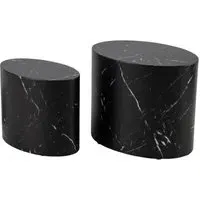 Mice Oval Coffee Table Set of 2 - Black, Marble Effect