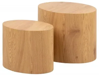 Mice Oval Coffee Table Set of 2 - Oak
