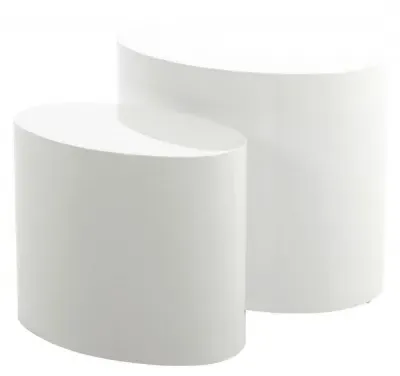Mice Oval Coffee Table Set of 2 - White, High Gloss