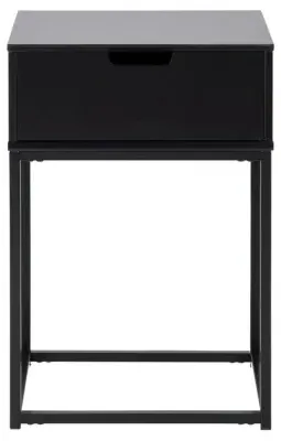 Mitra 1 Drawer Bedside Table - Black