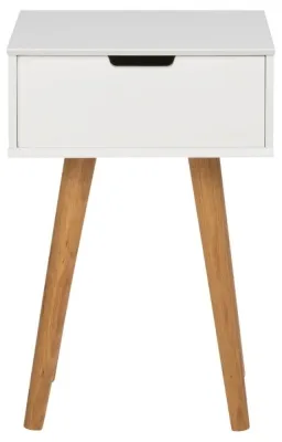 Mitra 1 Drawer Bedside Table - White, Oak