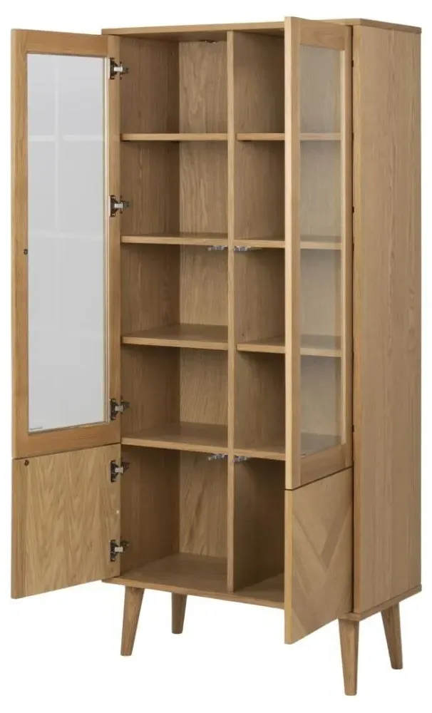 Nagano 4 Door Display Cabinet - Oak Veneer