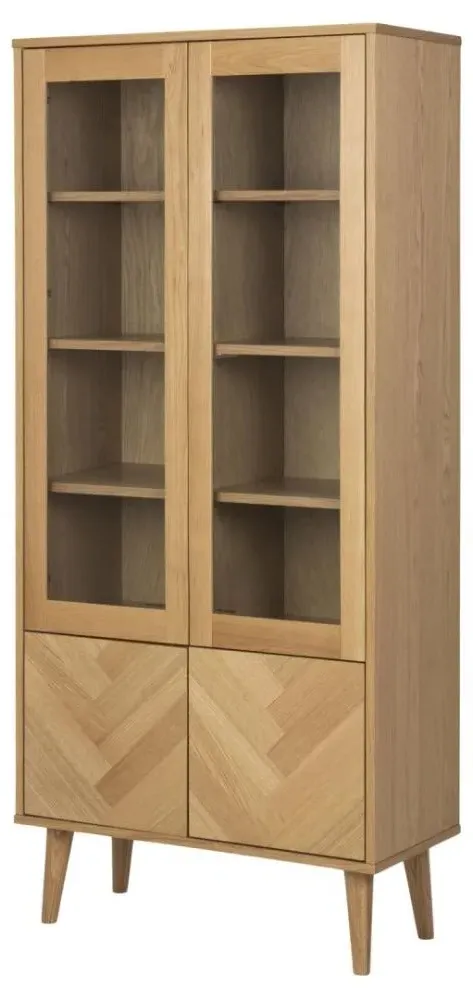 Nagano 4 Door Display Cabinet - Oak Veneer