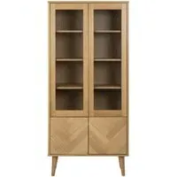 Nagano 4 Door Display Cabinet - Oak Veneer