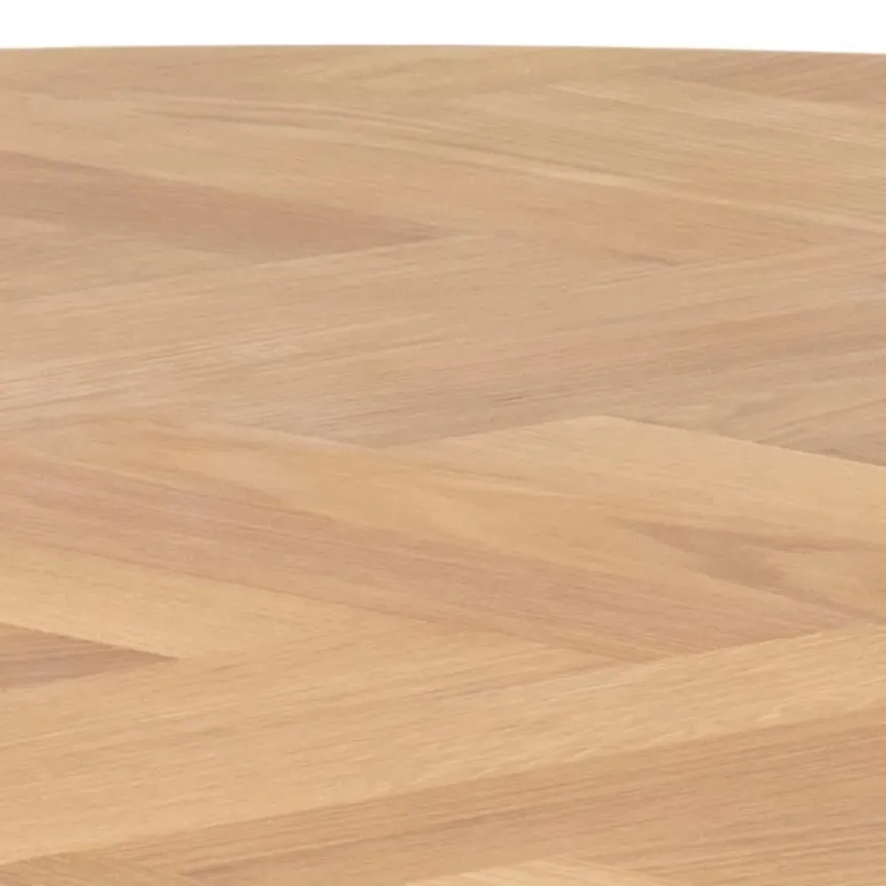 Nagano 4 Seater Round Dining Table with Herringbone - Oak