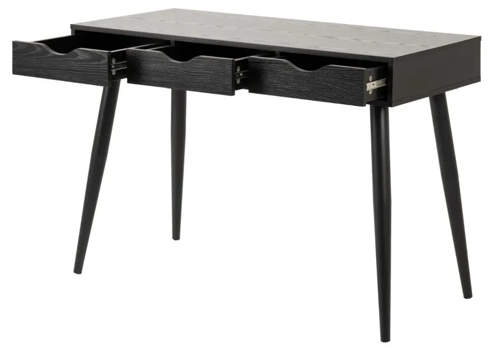 Neptun 3 Drawer Office Desk - Black, Melamine