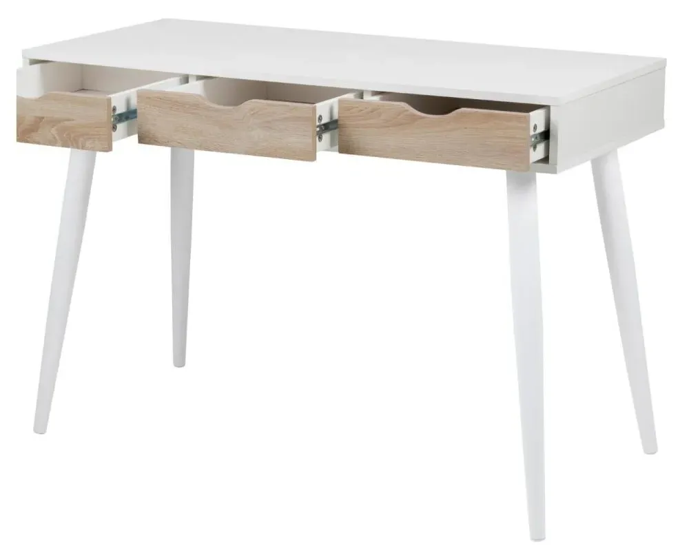 Neptun 3 Drawer Office Desk - White, Melamine