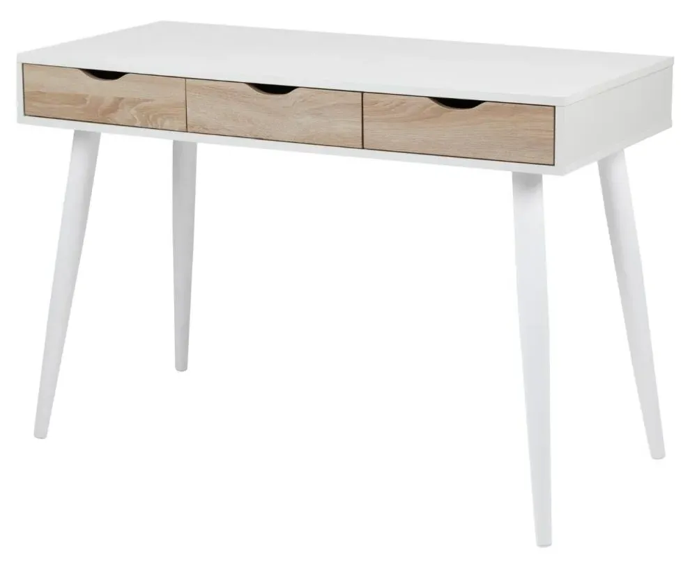 Neptun 3 Drawer Office Desk - White, Melamine