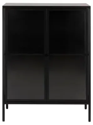 Newville 2 Door Display Cabinet - Black, Metal image