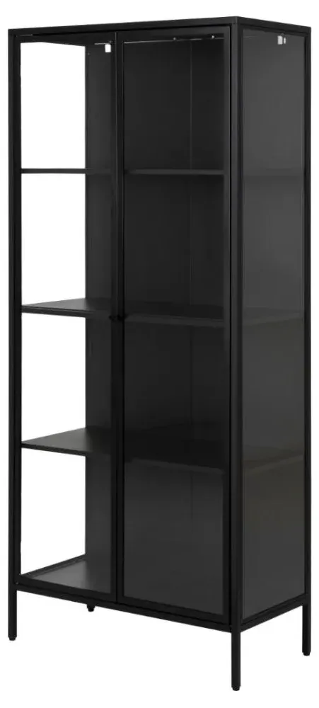 Newville Tall 2 Door Display Cabinet - Black, Metal
