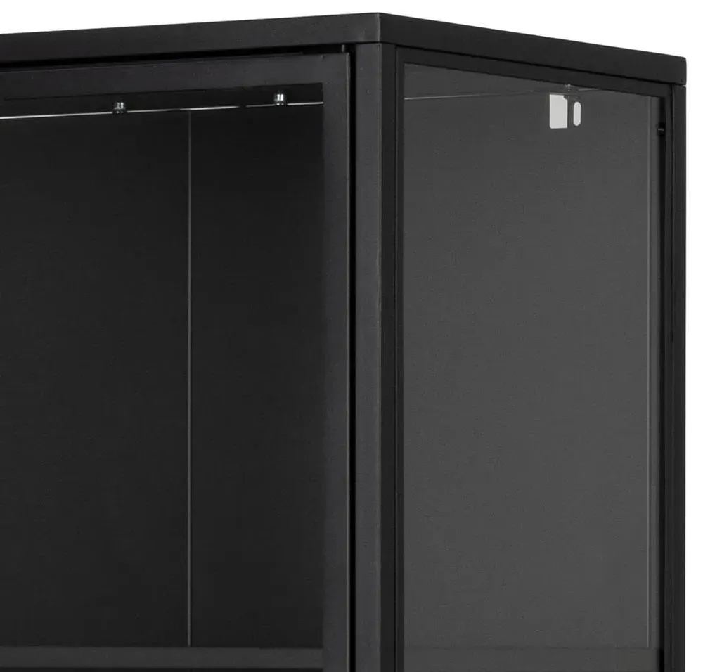 Newville Tall 2 Door Display Cabinet - Black, Metal