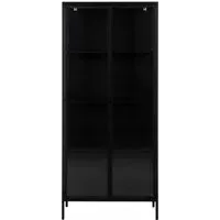Newville Tall 2 Door Display Cabinet - Black, Metal