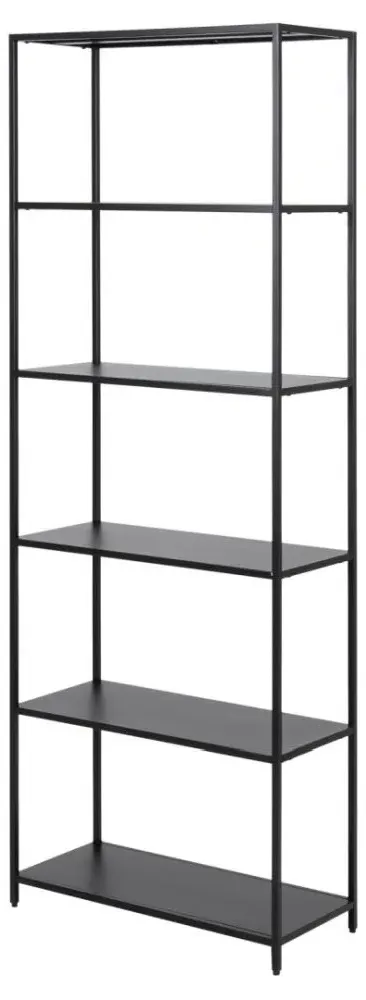 Newville Tall Open Shelving Unit - Matt Black, Metal