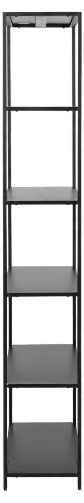 Newville Tall Open Shelving Unit - Matt Black, Metal