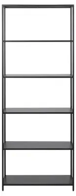 Newville Tall Open Shelving Unit - Matt Black, Metal