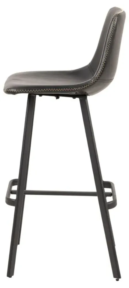 Oregon Bar Stool - Black, Faux Leather