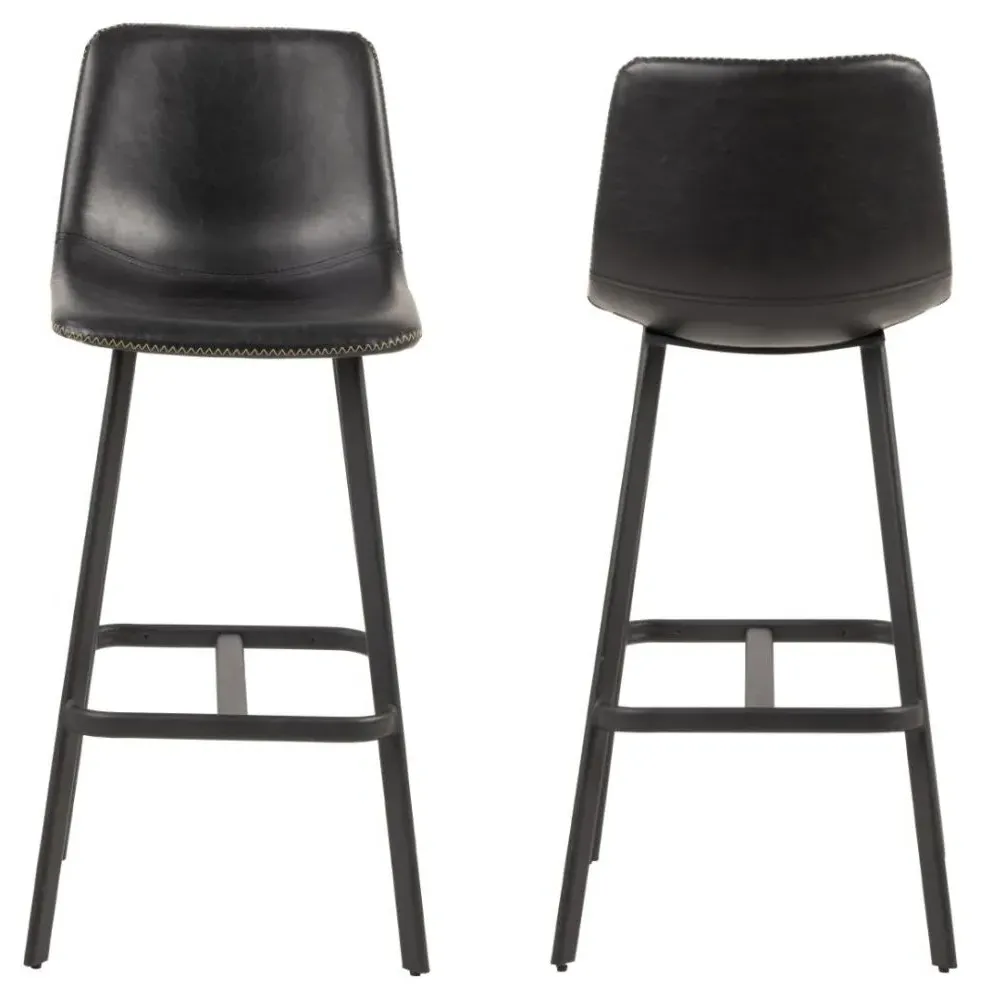 Oregon Bar Stool - Black, Faux Leather