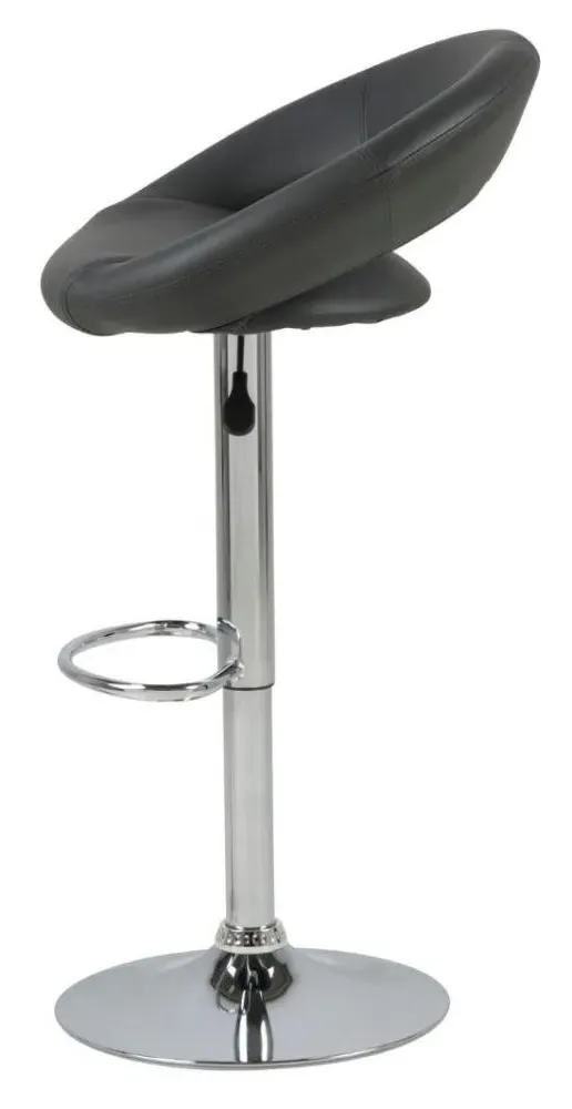 Plump Gas Lift Bar Stool - Grey, Faux Leather