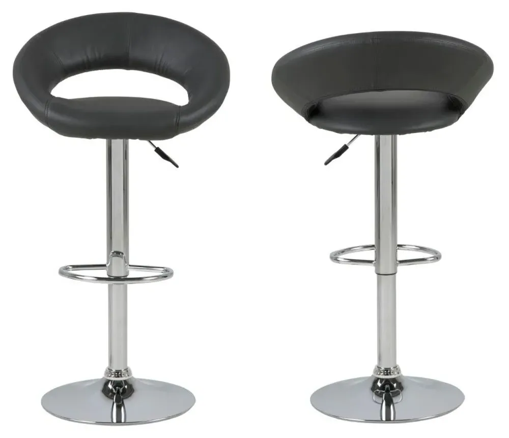 Plump Gas Lift Bar Stool - Grey, Faux Leather