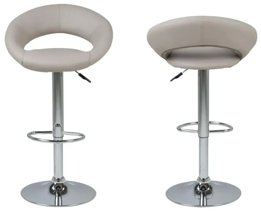Plump Gas Lift Bar Stool - Taupe, Faux Leather