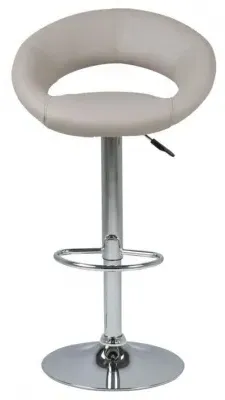 Plump Gas Lift Bar Stool - Taupe, Faux Leather