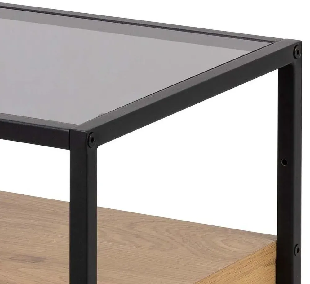 Randolf 1 Drawer Bedside Table - Wild Oak, Black