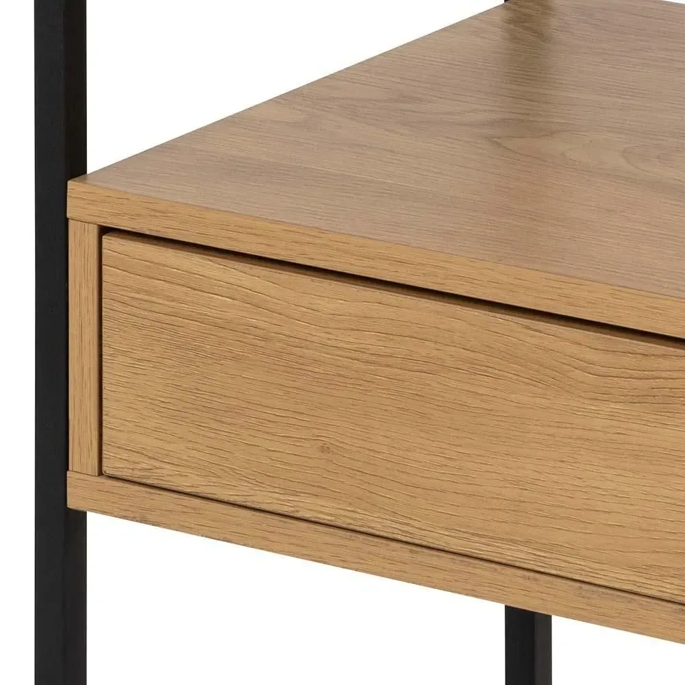 Randolf 1 Drawer Bedside Table - Wild Oak, Black