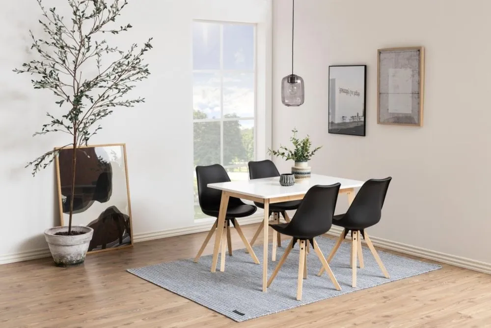 Raven 4-Seater Dining Table - White, Birch