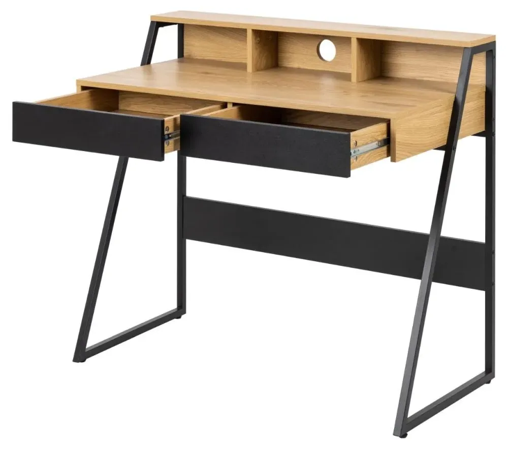 Reece 2 Drawer Desk - Oak, Black