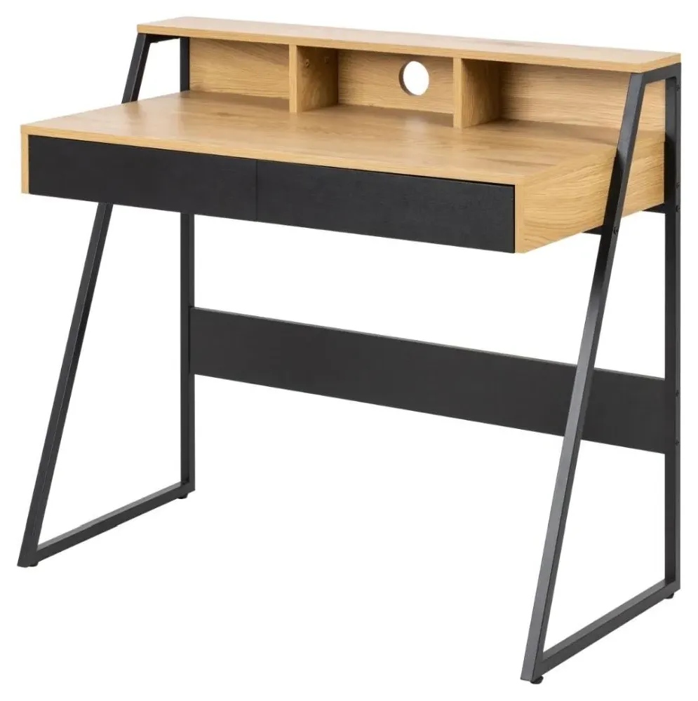Reece 2 Drawer Desk - Oak, Black