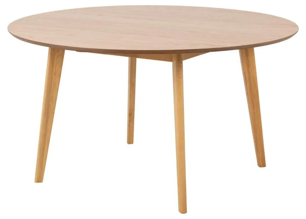Roxby 4 Seater Round Dining Table - Oak Veneer