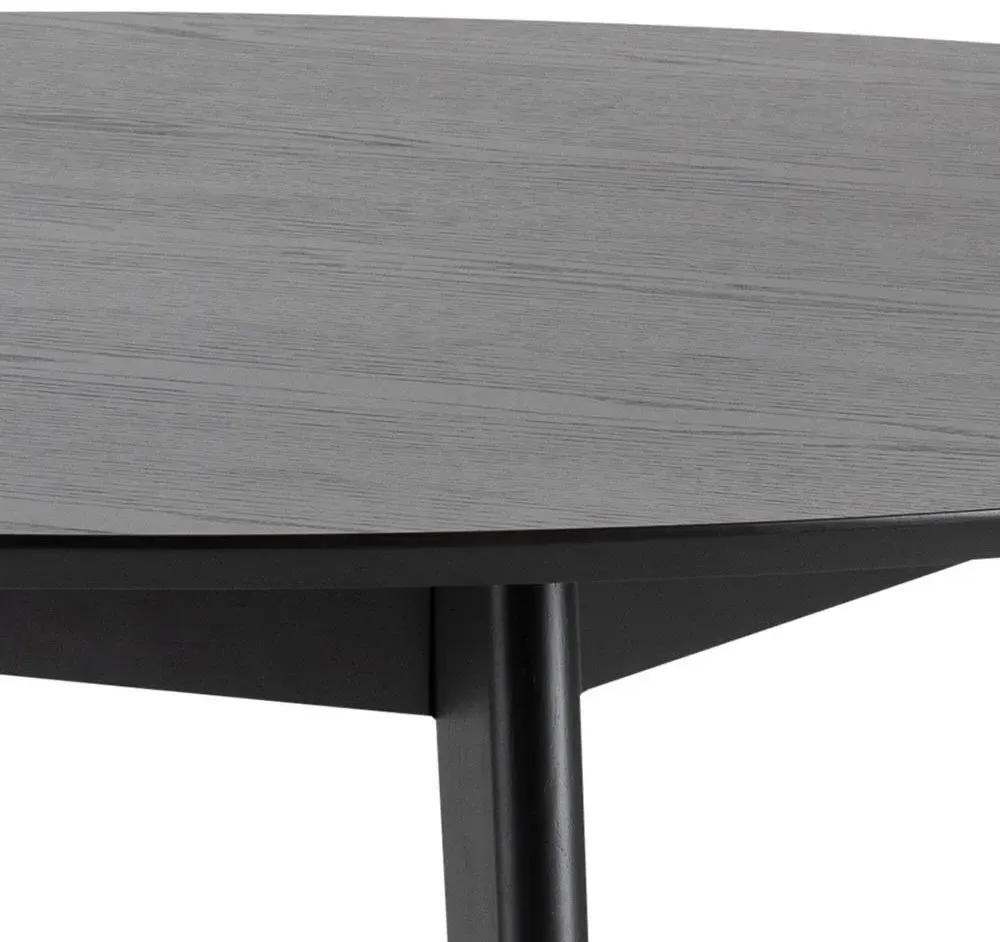 Roxby 6 Seater Round Dining Table - Black, Oak Veneer