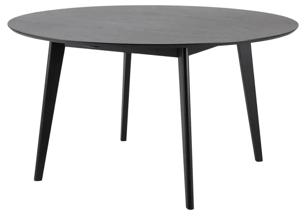 Roxby 6 Seater Round Dining Table - Black, Oak Veneer
