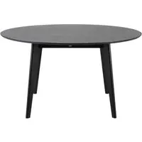 Roxby 6 Seater Round Dining Table - Black, Oak Veneer
