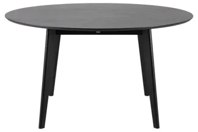Roxby 6 Seater Round Dining Table - Black, Oak Veneer