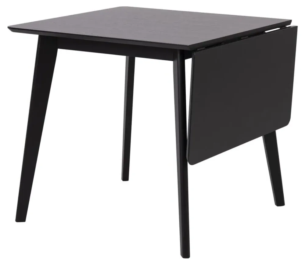 Roxby Drop Leaf Extendable Dining Table - Black, Oak Veneer