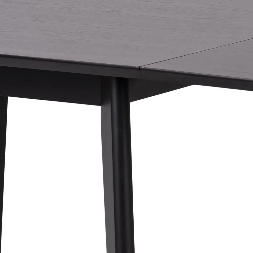 Roxby Drop Leaf Extendable Dining Table - Black, Oak Veneer