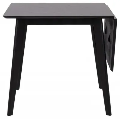 Roxby Drop Leaf Extendable Dining Table - Black, Oak Veneer