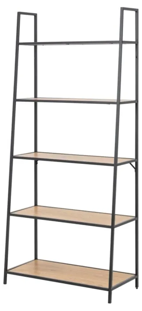 Salvo High Open Shelving Unit - Wild Oak, Black
