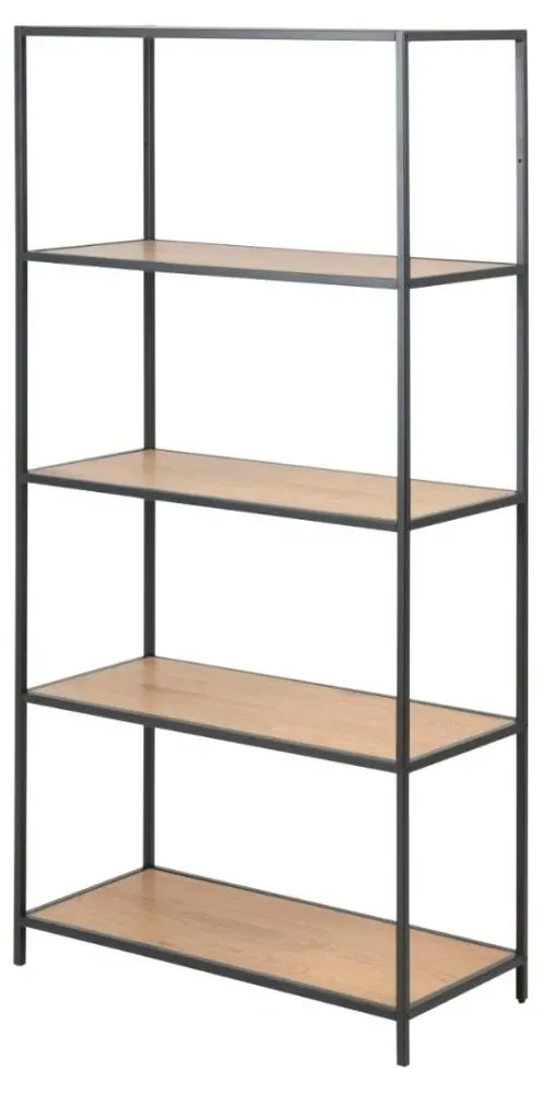 Salvo Low Open Shelving Unit - Wild Oak, Black