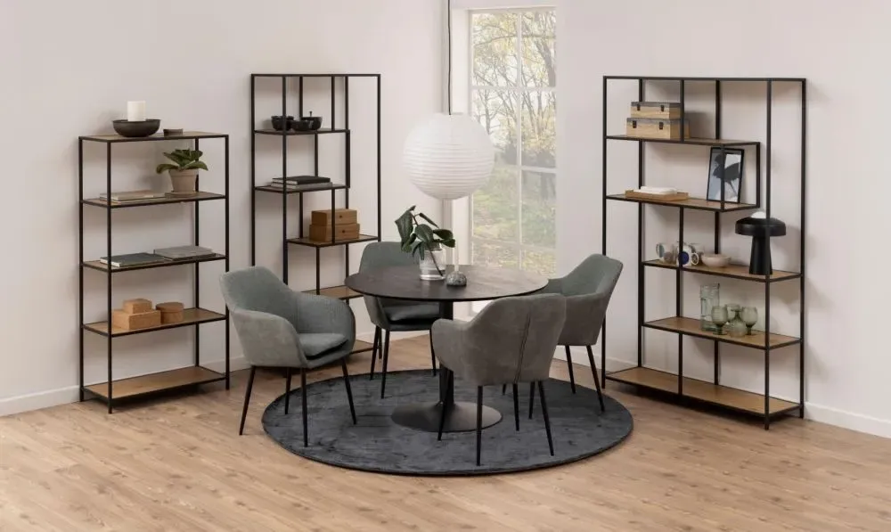 Salvo Low Open Shelving Unit - Wild Oak, Black