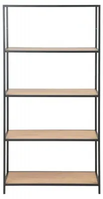 Salvo Low Open Shelving Unit - Wild Oak, Black