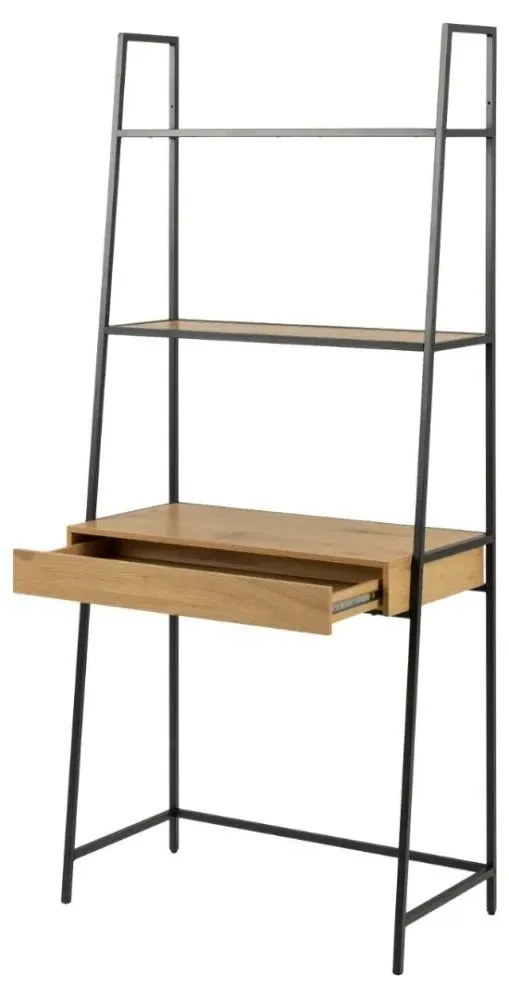 Salvo Open Shelving Unit with Drawer - Wild Oak, Black