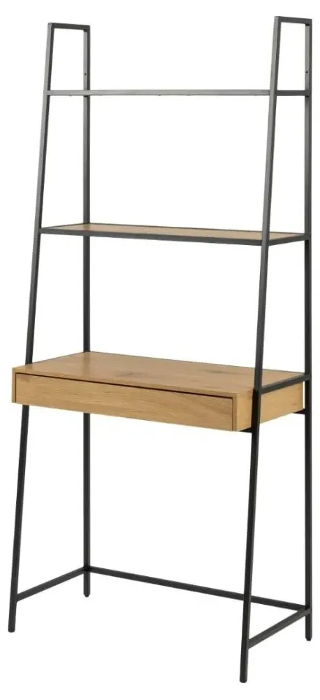 Salvo Open Shelving Unit with Drawer - Wild Oak, Black