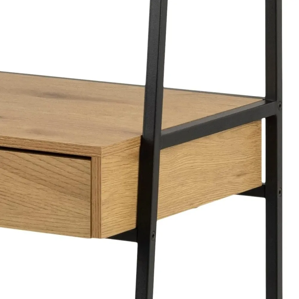 Salvo Open Shelving Unit with Drawer - Wild Oak, Black