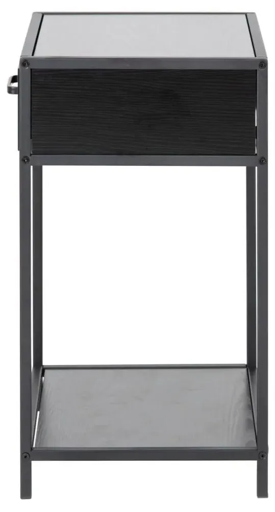 Seaford 1 Drawer Bedside Table - Black, Melamine