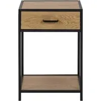 Seaford 1 Drawer Bedside Table - Oak, Black