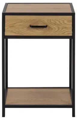 Seaford 1 Drawer Bedside Table - Oak, Black